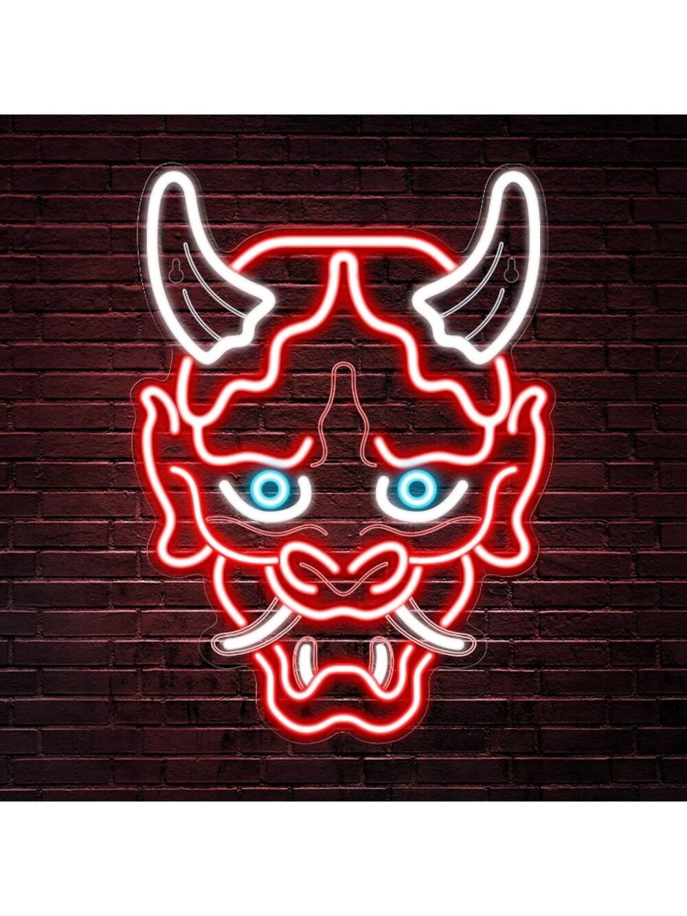 Hannya Mask Neon Sign Red White Plastic Anime Japanese Neon Sign for Gamers